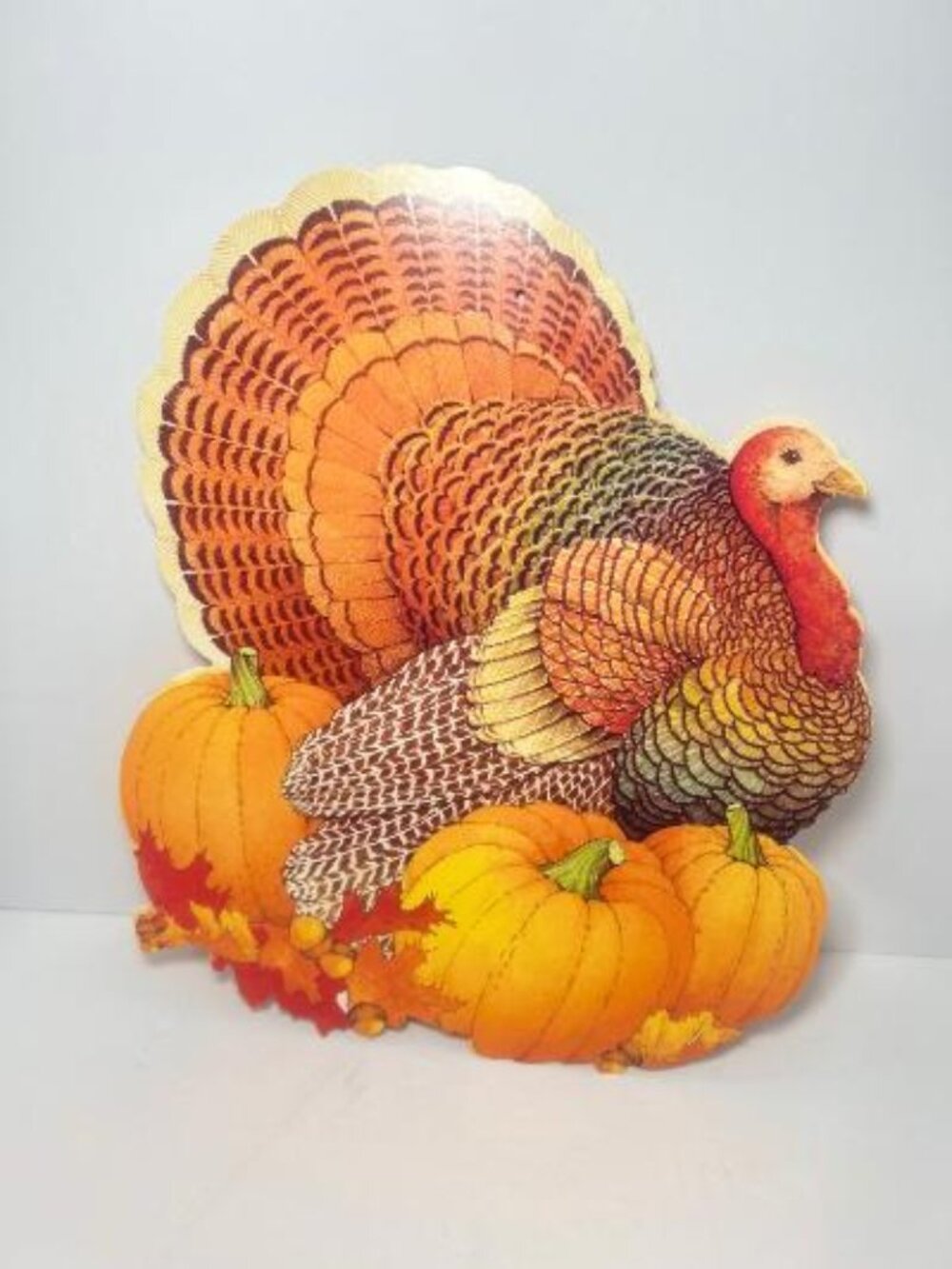 Vintage Turkey Pumpkins Leaves Thanksgiving Die Cut Paper Wall Decoration